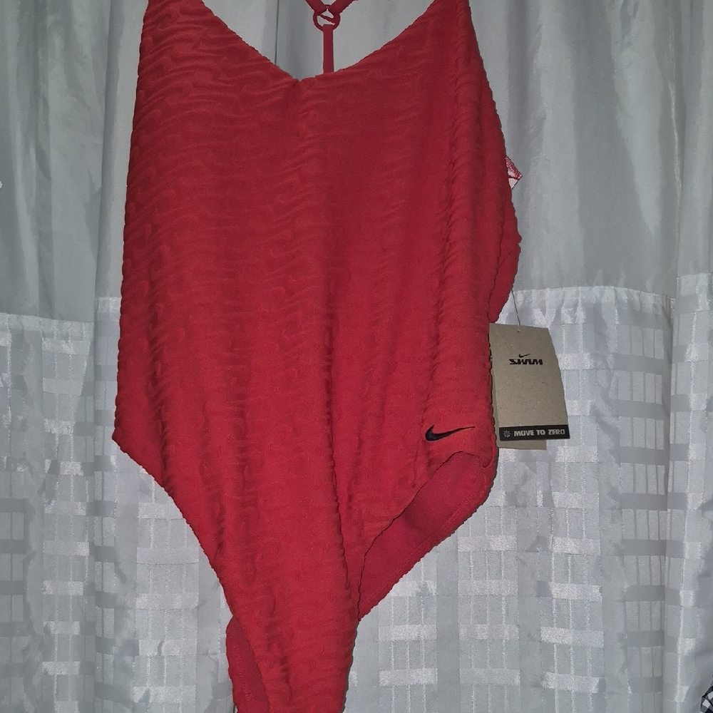Nike Textured Red Swimsuit